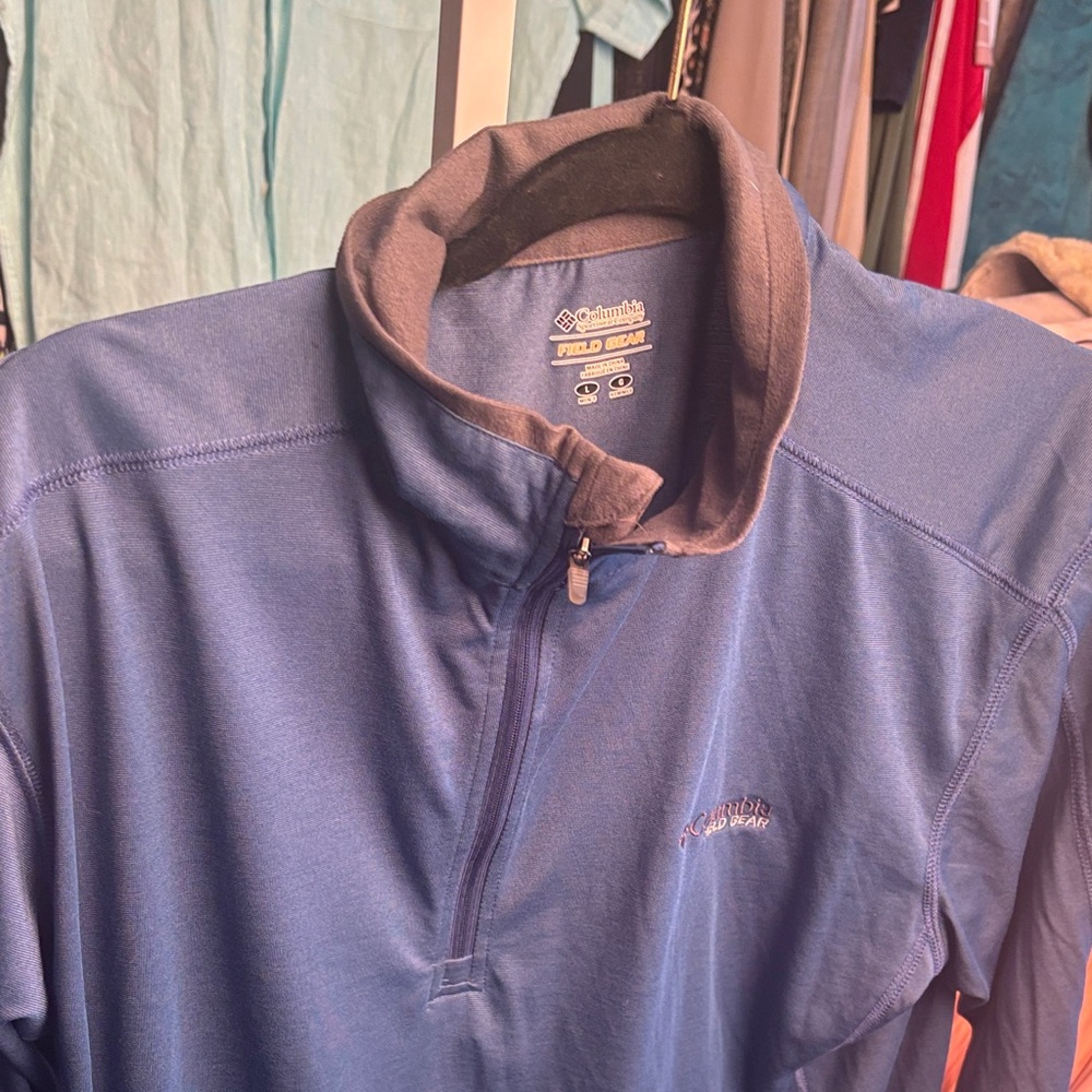 Columbia Field Gear for lMen's Blue Half-Zip Jacket LARGE